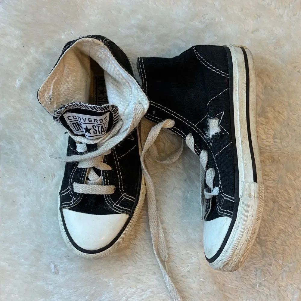Converse One Star Kids Black and White High-Top Sneakers